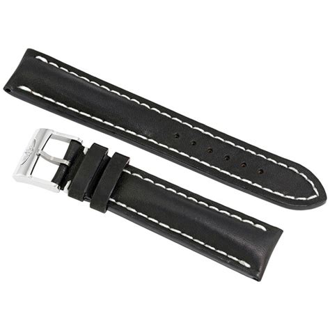 Breitling Strap Black Leather and White Stitching with 